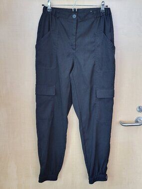 Max Studio London High-Rise Black Cargo Jogger Pants